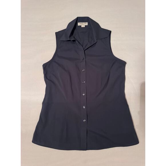 Navy Sleeveless Coldwater Creek Blouse - Picture 9 of 9